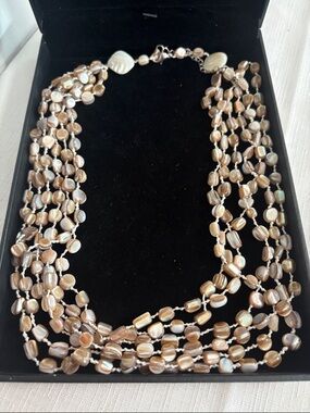 Multi-Strand Champagne shell necklace